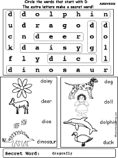 Letter D Wordsearch