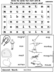 Letter M Wordsearch
