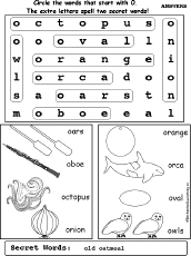 Letter O Wordsearch