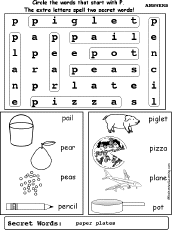 Letter P Wordsearch
