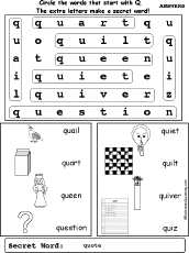 Letter Q Wordsearch