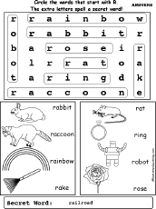 Letter R Wordsearch