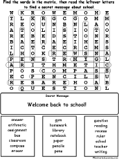  Back to School Wordsearch