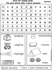 Camping Wordsearch