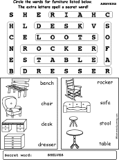 Furniture Wordsearch