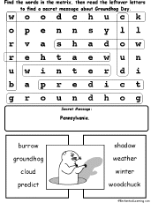 Groundhog Day Wordsearch