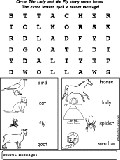 The Old Lady and the Fly Wordsearch