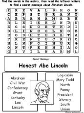 Abraham Lincoln Wordsearch