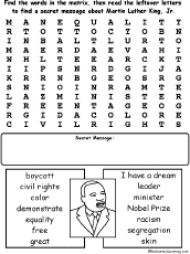 Kids Crossword Puzzles on Martin Luther King  Jr    Enchantedlearning Com