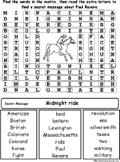 Paul Revere Wordsearch