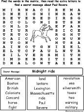 Paul Revere Wordsearch