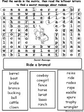 Rodeo Wordsearch