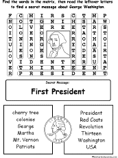 George Washington Wordsearch