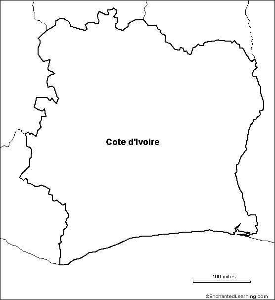 outline map Cote d'Ivoire