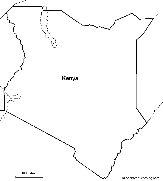 Outline Map Kenya Enchantedlearning Com