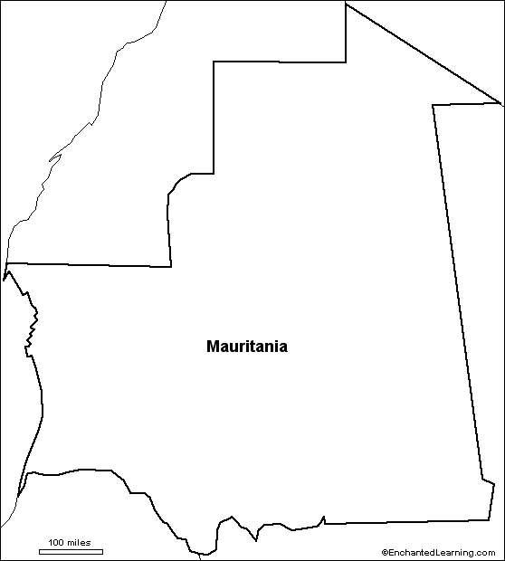 Search result: 'Outline Map: Mauritania'