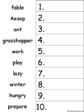 Search result: '10 Ant and the Grasshopper Words Alphabetical Order Worksheet Printout'