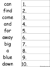 Search result: '10 Dolch Words Alphabetical Order Worksheet Printout #1'