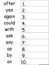 Search result: '10 Dolch Words Alphabetical Order Worksheet Printout #10'