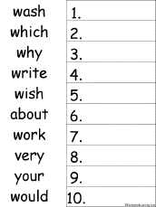 Search result: '10 Dolch Words Alphabetical Order Worksheet Printout #18'