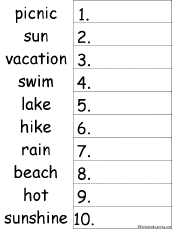 Search result: '10 Summer Words Alphabetical Order Worksheet Printout'
