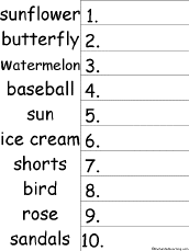 Search result: '10 Summer Words #2 Alphabetical Order Worksheet Printout'