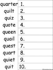 Search result: 'Q Words Alphabetical Order Worksheet Printout'