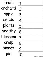 Search result: '10 Apple Words Alphabetical Order Worksheet Printout'