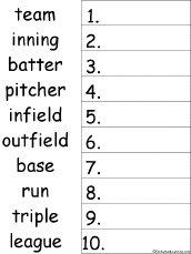 Search result: '10 Baseball Words Alphabetical Order Worksheet Printout'
