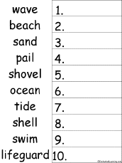 Search result: '10 Beach-related Words Alphabetical Order Worksheet Printout'