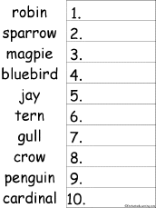 Search result: '10 Birds Alphabetical Order Worksheet Printout'