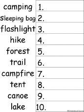 Search result: '10 Camping-related Words Alphabetical Order Worksheet Printout'