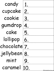 Search result: '10 Candy-related Words Alphabetical Order Worksheet Printout'
