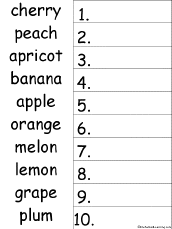Search result: '10 Fruit Alphabetical Order Worksheet Printout'