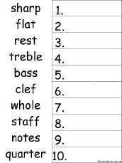 Search result: '10  Music Words Alphabetical Order Worksheet Printout'