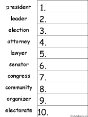 Search result: '10 Barack Obama-Related Words Alphabetical Order Worksheet Printout'
