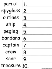 10 Pirate Words Alphabetical Order Worksheet