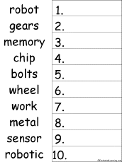 Search result: '10 Robot-related Words Alphabetical Order Worksheet Printout'