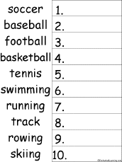 Search result: '10 Sports Words Alphabetical Order Worksheet Printout'
