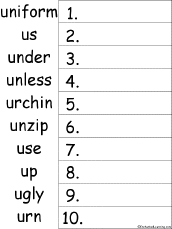 Search result: 'U Words Alphabetical Order Worksheet Printout'