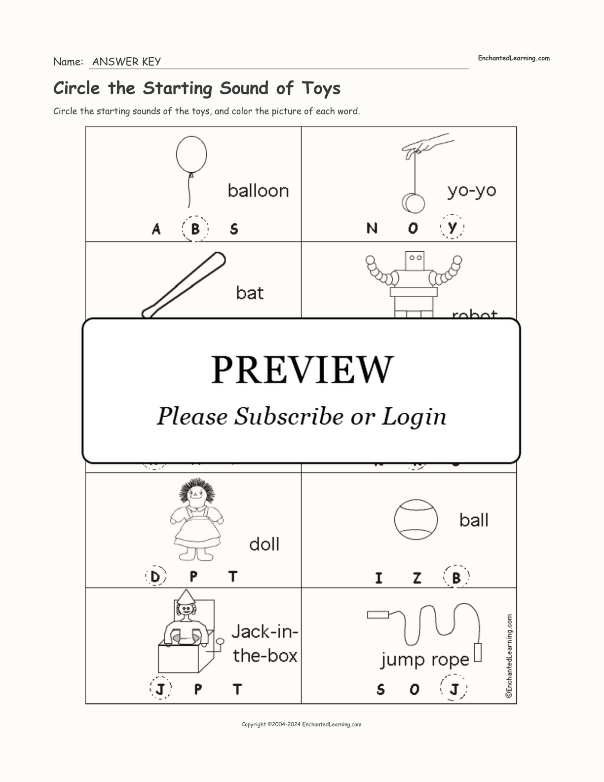 Circle the Starting Sound of Toys interactive worksheet page 2