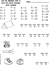 Search result: 'Camping Alphabet Code'