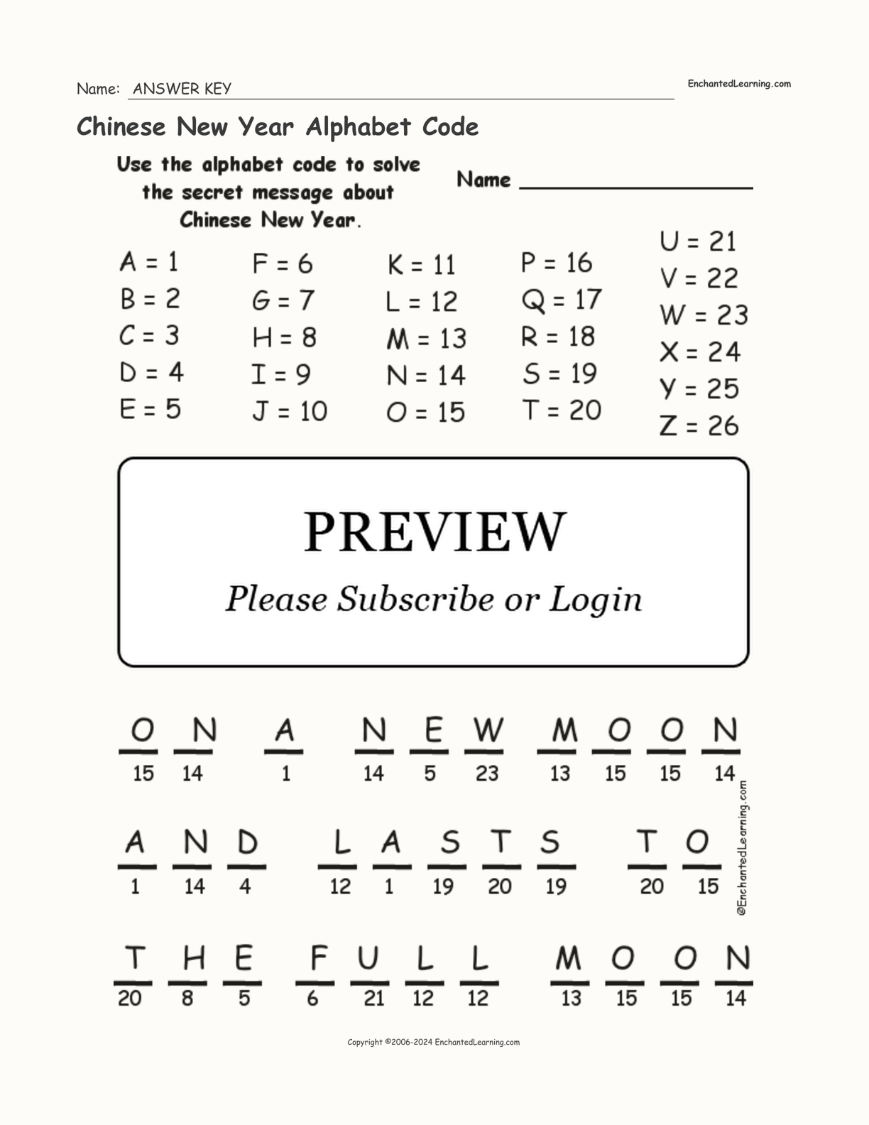 Chinese New Year Alphabet Code interactive worksheet page 2