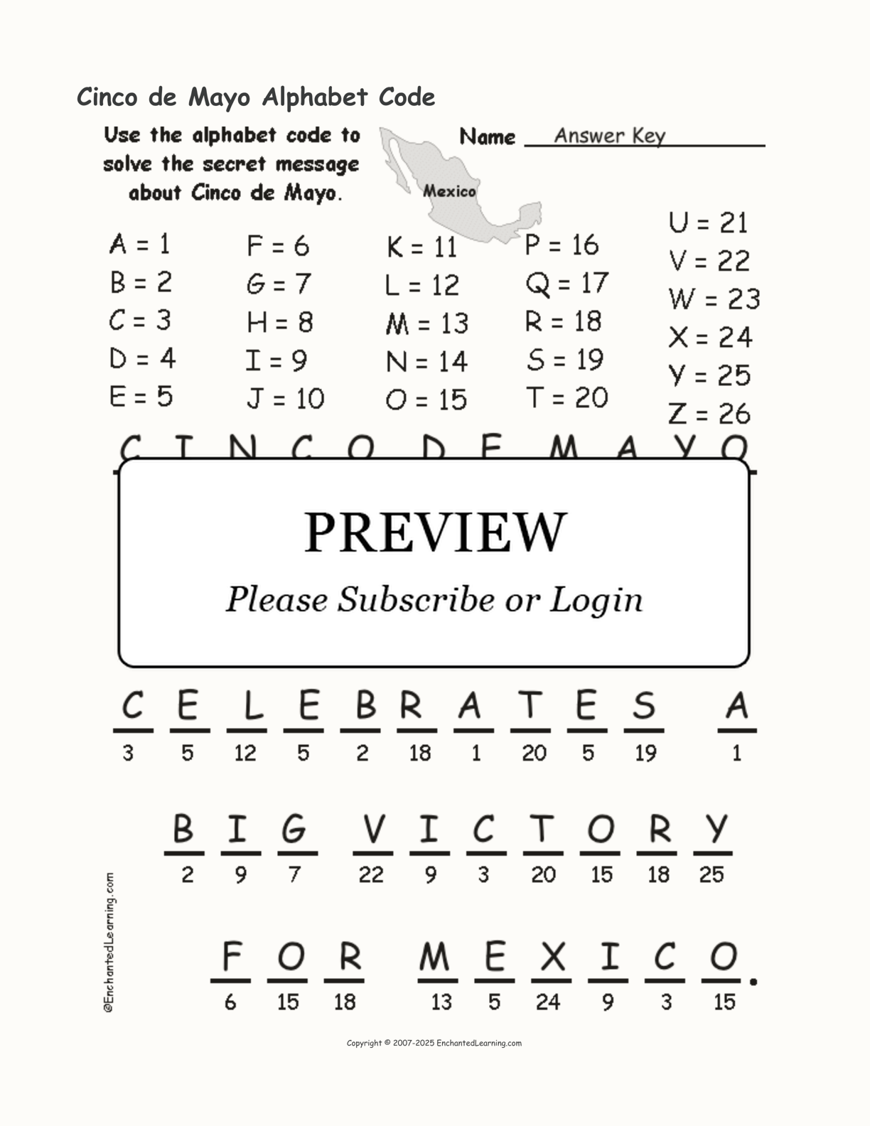 Cinco de Mayo Alphabet Code interactive worksheet page 2