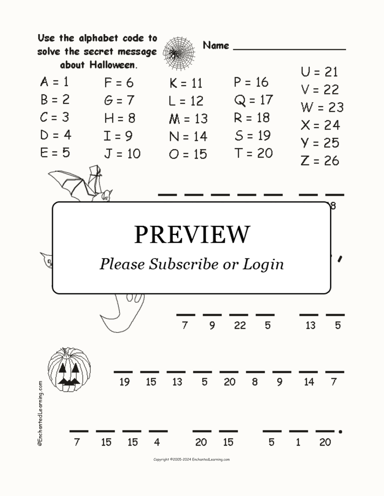 Halloween Alphabet Code interactive worksheet page 1