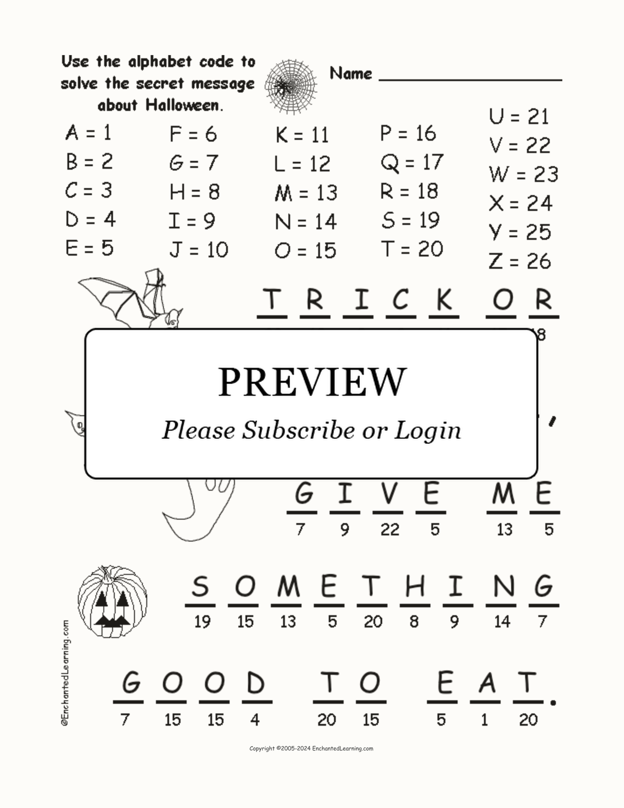Halloween Alphabet Code interactive worksheet page 2