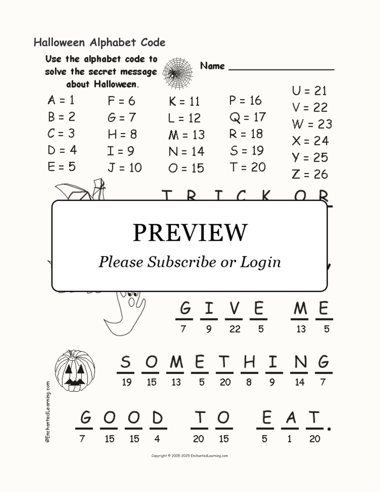 Halloween Alphabet Code interactive worksheet page 2