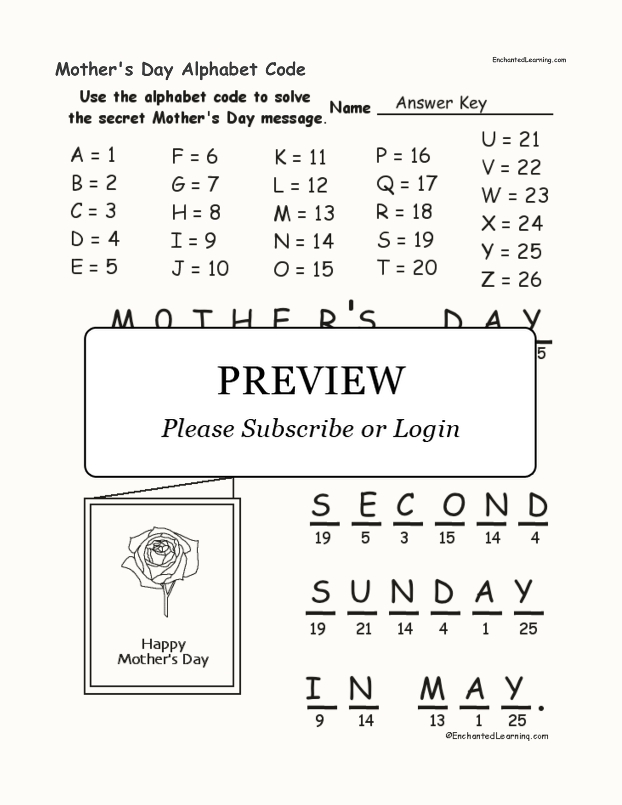 Mother's Day Alphabet Code interactive worksheet page 2