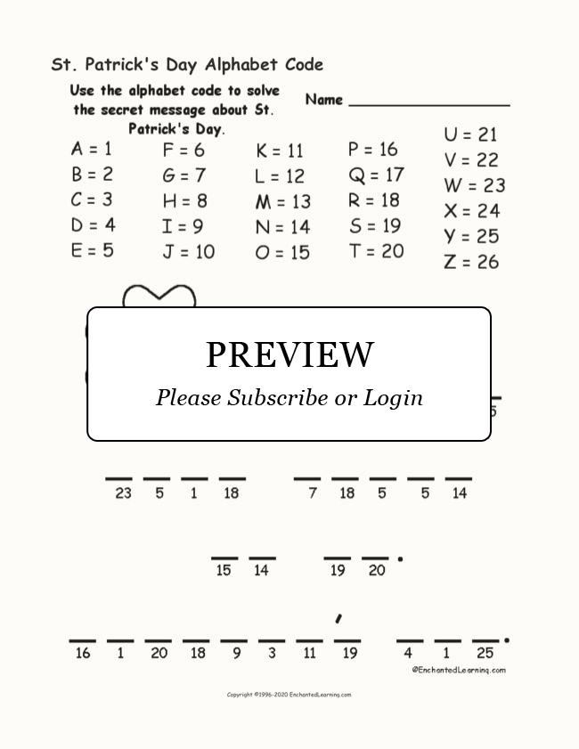 St. Patrick's Day Alphabet Code - Enchanted Learning