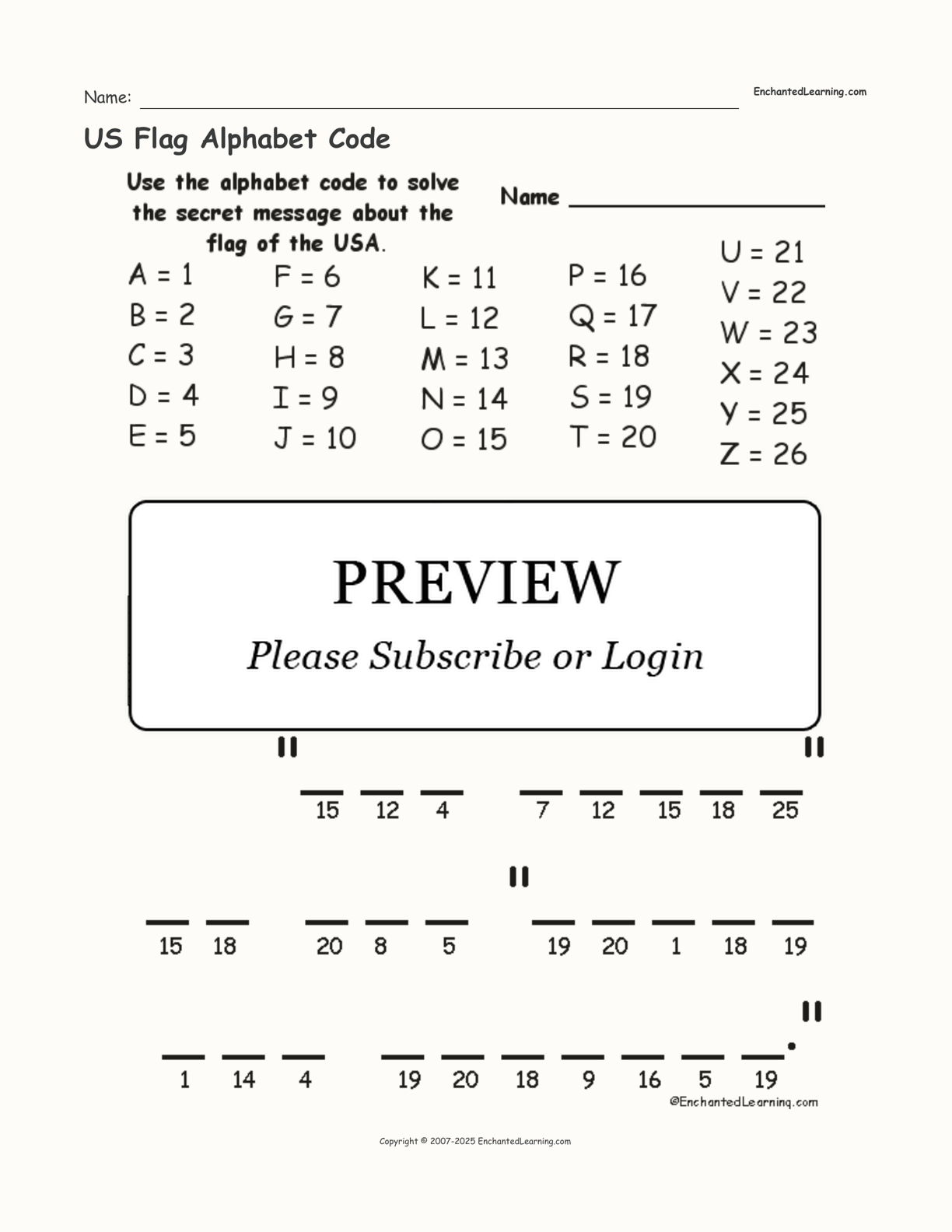 US Flag Alphabet Code interactive worksheet page 1